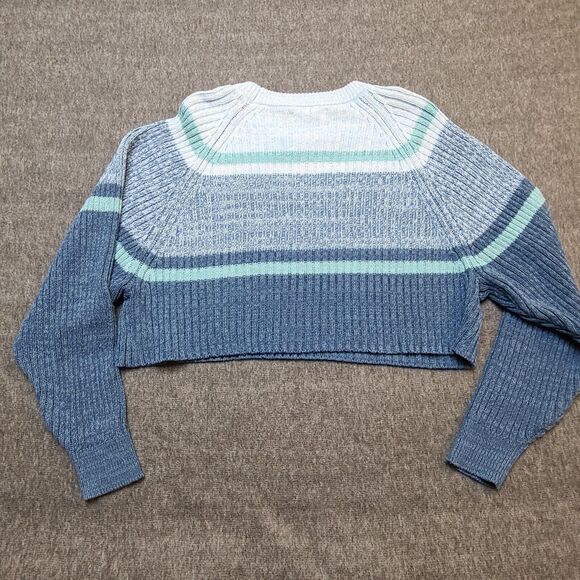 Aeropostale Womens Crop Sweater Small Blue Multicolor Stripe Cable Knit - Picture 2 of 7
